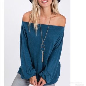 Teal wear 2 ways on/off shoulder top.